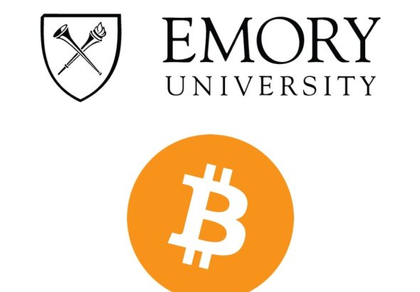 Emory University and Bitcoin logos