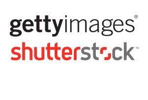 Logos of Getty Images and Shutterstock